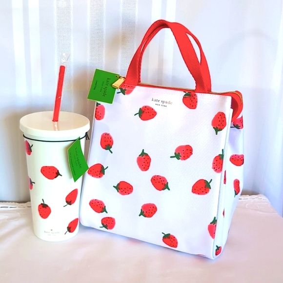 ♠️ Kate Spade Insulated Lunch Bag & Insulated Tumbler Set with Strawberr… - Picture 2 of 10